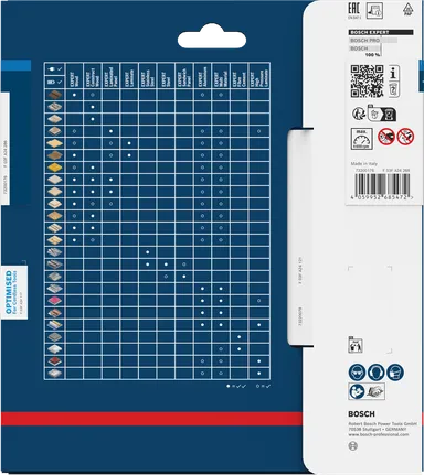 Bosch EXPERT roostevabast terasest akuga ringsae tera pakend.